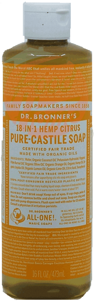 Dr. Bronner's Magic Family Soapmakers 18-in-1 hemp citrus pure-castile soap 16 fluid ounce