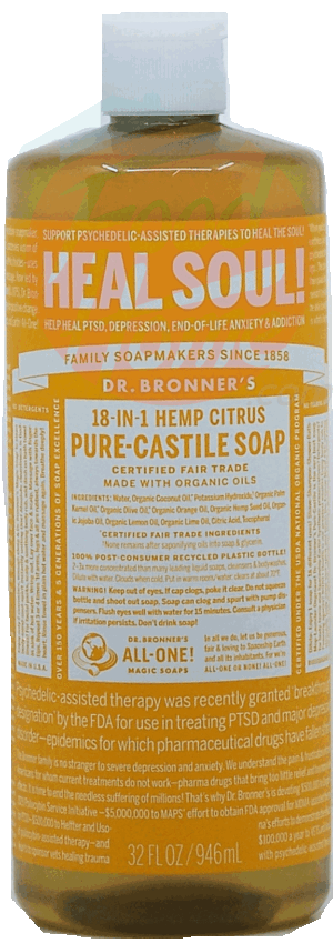 Dr. Bronner's Magic Heal Soul! 18-in-1 hemp citrus pure-castile soap 32 fluid ounce