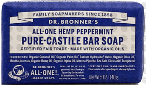 Dr. Bronner's Magic pure-castile bar soap, all-one hemp peppermint 5 ounce