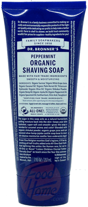 Dr. Bronner's Magic Family Soapmakers peppermint organic shaving soap 7 fluid ounce