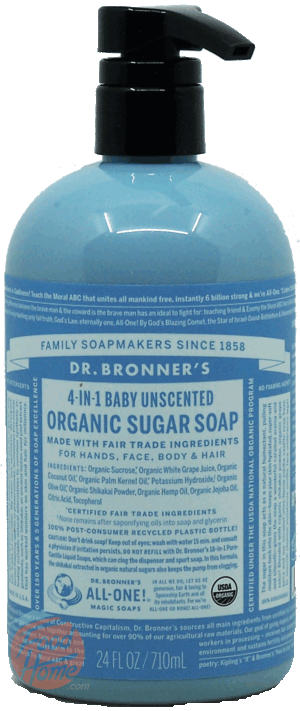 Dr. Bronner's Magic unscented sugar soap, organic, 4-in-1 baby 24 fluid ounce