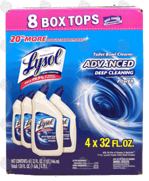 Lysol Advanced toilet bowl cleaner, 32-fl. oz. plastic squeeze bottles 4 pack