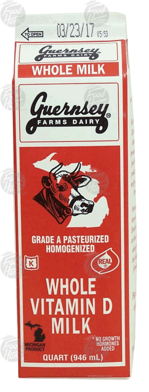 Guernsey Farms Dairy whole milk, vitamin d 1 quart