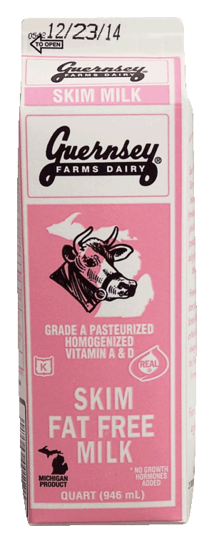 Guernsey Farms Dairy skim fat free milk 1 quart