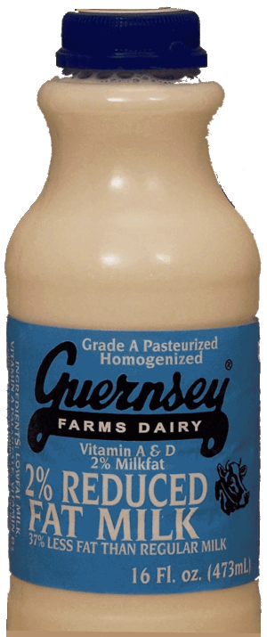 Guernsey Farms Dairy 2 % reduced fat milk, grade a, pasteurized, homogenized 16 fluid ounce