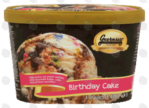 Guernsey birthday cake batter ice cream with fudge and rainbow sprinkles 1.5 quart