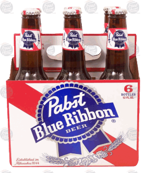 Pabst Blue Ribbon Beer, 6 12-ounce glass bottles 6 pack