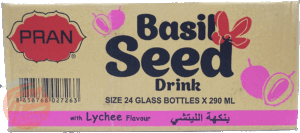 Pran basil seed drink with lychee flavor, 9.8-fl. oz. glass bottles 24 pack