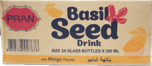 Pran basil seed drink with mango flavor, 9.8-fl. oz. glass bottles 24 pack