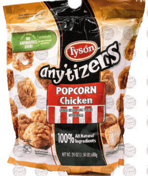 Tyson any'tizers popcorn chicken 25.5 ounce