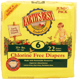 Earth's Best Tender Care chlorine free baby diapers, 35+ lbs 22 count
