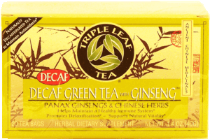 Triple Leaf Tea decaf green tea with ginseng, panax ginsengs & chinese herbs, 20-bags 1.4 ounce