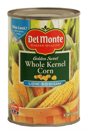 Del Monte golden sweet whole kernel corn, low sodium 15.25 ounce