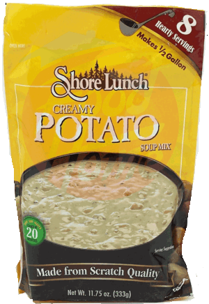Shore Lunch creamy potato soup mix, 8 hearty servings, just add water 11.75 ounce