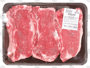 Holiday Market beef new york strip steaks, bone-in, value pack, price per pound 1 pound
