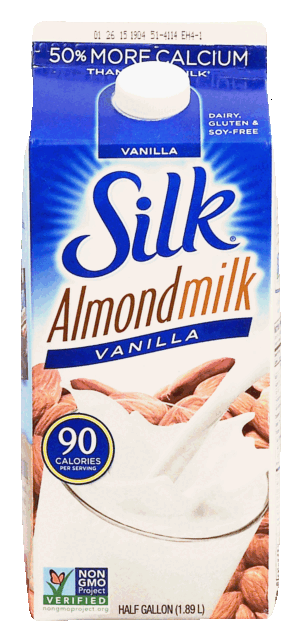 Silk vanilla almond milk, dairy, gluten & soy-free 0.5 gallon