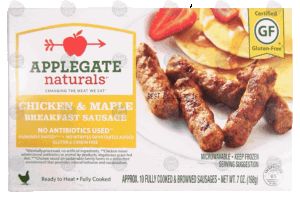 Applegate naturals gluten free chicken & maple breakfast sausage, 10 fully cooked & browned sausages 7 ounce