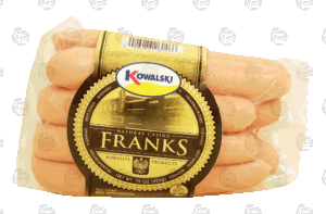Kowalski natural casing franks, 8-count, bunsize, fully cooked 15 ounce