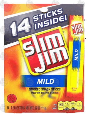 Slim Jim mild smoked snack sticks, 14 sticks 3.92 ounce