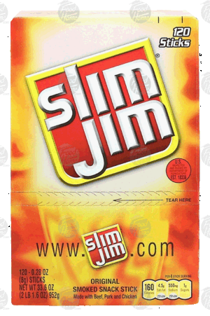 Slim Jim original smoked snack stick, .28-oz 120 count