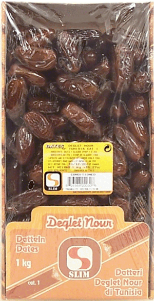 Slim Deglet Nour dates of tunisia, conditioned 1 kilogram
