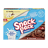 Snack Pack sugar free pudding, 6 vanilla, 6 chocolate 39 ounce