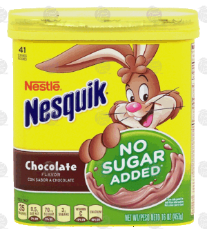 Nestle Nesquik chocolate no sugar added powder, 41 servings 16 ounce