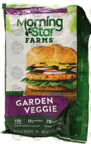 Morningstar Farms garden veggie patties, 4 patties, frozen bag 9.5 ounce