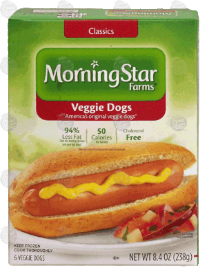 Morningstar Farms Classics veggie dogs, 6 count 8.4 ounce
