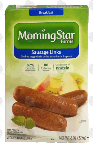 Morningstar Farms Breakfast sausage links; sizzling veggie links with savory herbs & spices 8 ounce