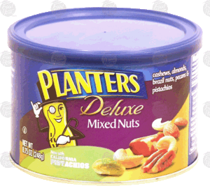 Planters Deluxe mixed nuts, cashews, almonds, brazil nuts, pecans, macadamias & california pistachios 8.75 ounce