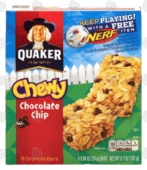 Quaker Chewy chocolate chip granola bars, 8-count 6.7 ounce