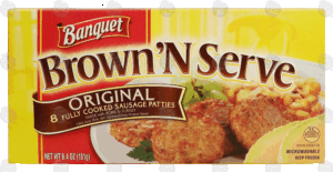 Banquet Brown 'N Serve original fully cooked sausage patties, 8 count 6.4 ounce