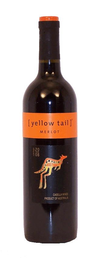 Yellow Tail merlot, south eastern australia, 13.5% alc./vol. 750 milliliter