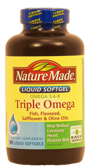 Nature Made Triple Omega omega 3-6-9; fish, flaxseed, safflower & olive oils, dietary supplements liquid softgels 180 count