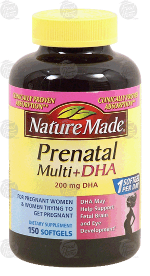 Nature Made prenatal multi + DHA, 200-mg dha, softgels, for women pregnant or trying to get pregnant 150 count