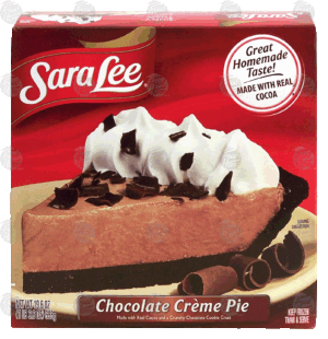 Sara Lee chocolate creme pie made with real cocoa and a crunchy chocolate cookie crust 19.6 ounce