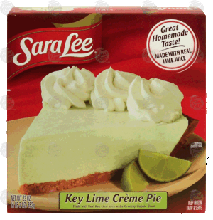 Sara Lee key lime creme pie made with real key lime juice and a crunchy cookie crust 23 ounce