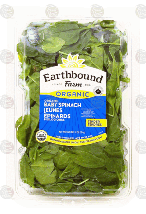 Earthbound Farm organic baby spinach, triple-washed 10 ounce