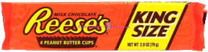 Reese's king size, 4 milk chocolate peanut butter cups 2.8 ounce