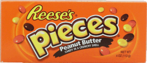 Reese's pieces peanut butter candy in a crunchy shell 4 ounce