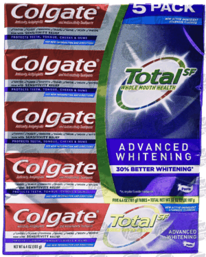 Colgate Total SF toothpaste, mutli-benefit, sensitivity relief, 6.4-ounce tubes 5 count