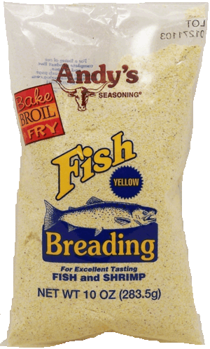 Andy's seasoning, Yellow fish breading for excellent tasting fish and shrimp 10 ounce
