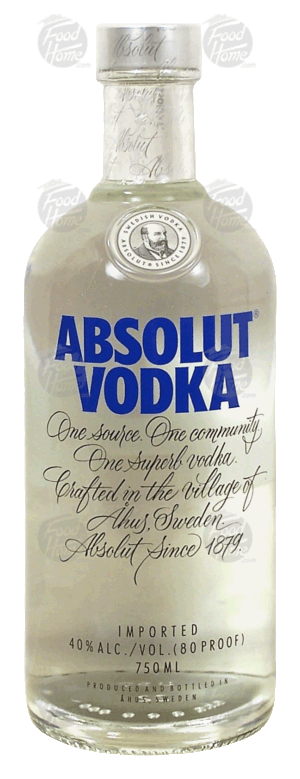 Absolut vodka, imported, 40% alc. by vol. 750 milliliter