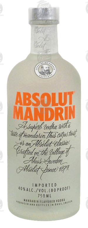 Absolut mandrin flavor vodka, imported, 40% alc. by vol. 750 milliliter
