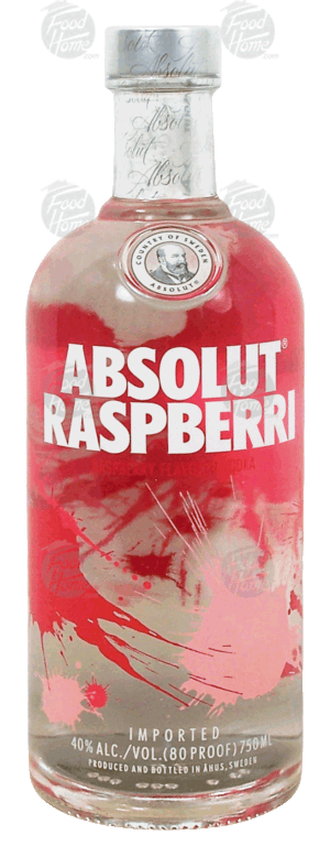 Absolut raspberry flavored vodka, imported, 40% alc. by vol. 750 milliliter