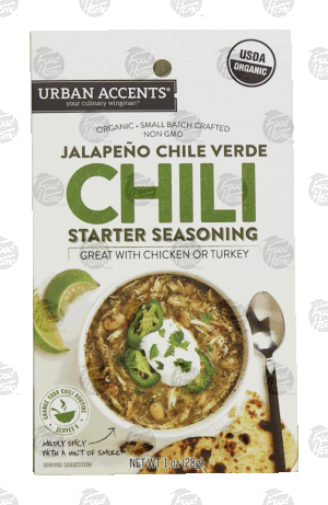 Urban Accents chili starter seasoning, jalapeno chile verde, mildly spicy, organic 1 ounce