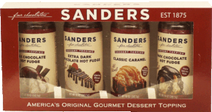 Sander's gift topping collection, 4 10-oz, bittersweet, butterscotch, swiss dark, milk chocolate hot fudge 40 ounce