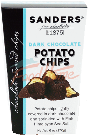 Sander's fine chocolatiers dark chocolate potato chips with himalayan pink sea salt 6 ounce
