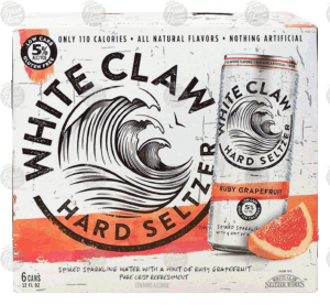 White Claw hard seltzer with ruby grapefruit, 5% alc. by vol., 12-fl. oz. cans 6 pack